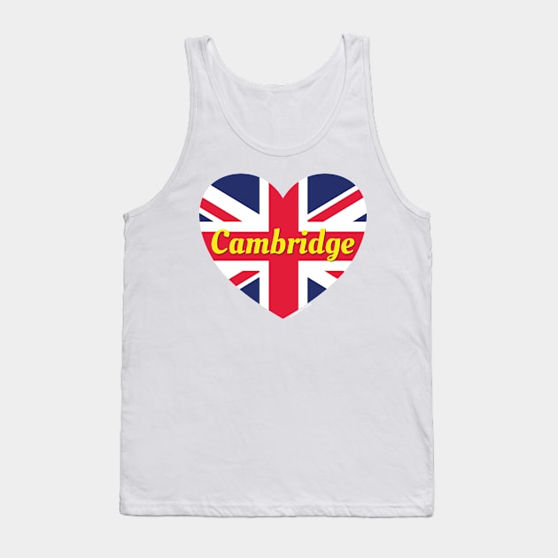 Cambridge England UK British Flag Heart Tank Top by DPattonPD